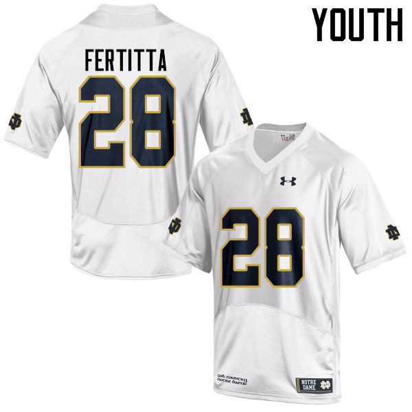 Youth #28 Nicco Fertitta Notre Dame Fighting Irish College Football Jerseys-White